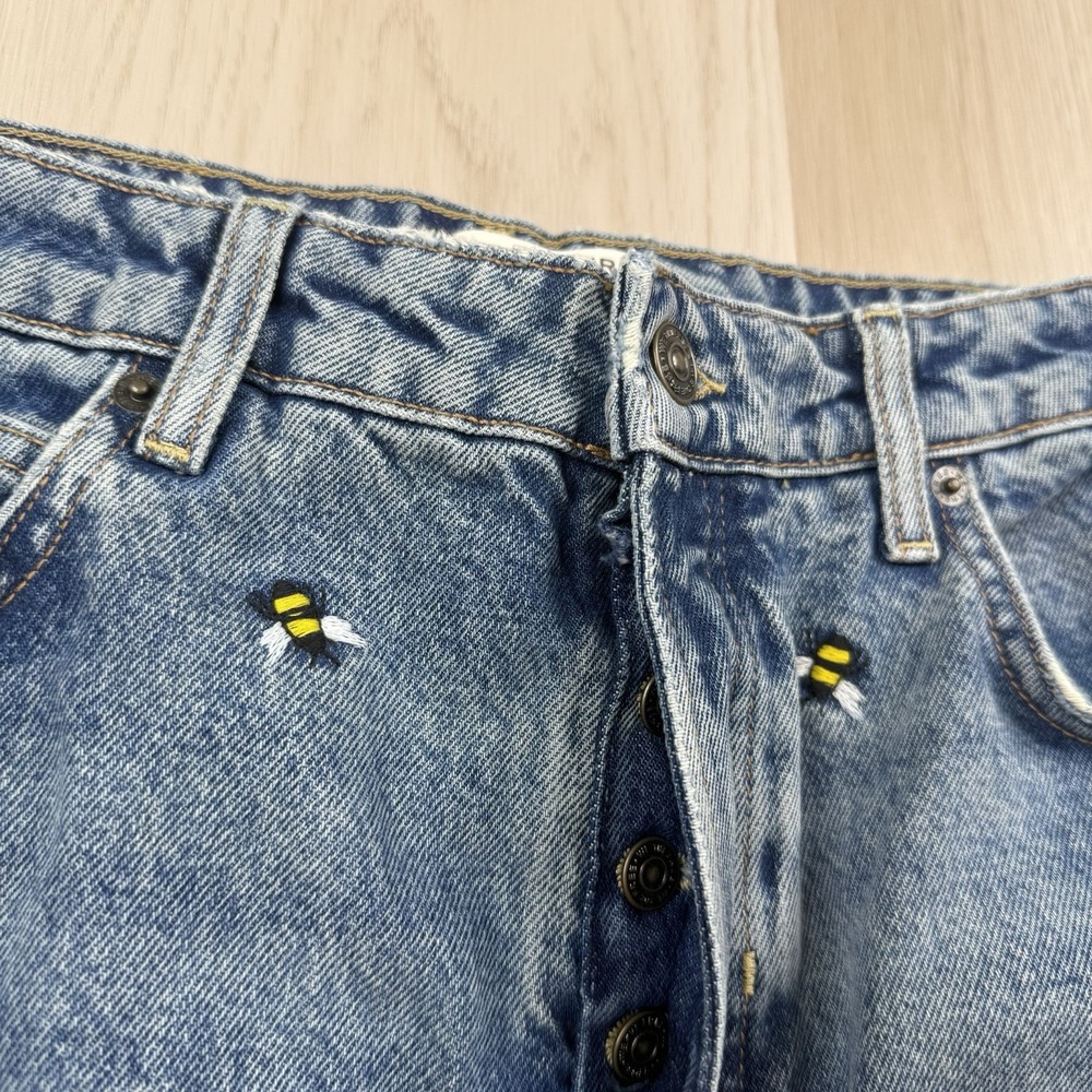 We The Free Jeans Ankle Bees Deep Trance Embroidered Dropped Boyfriend Button 29 - Picture 7 of 15